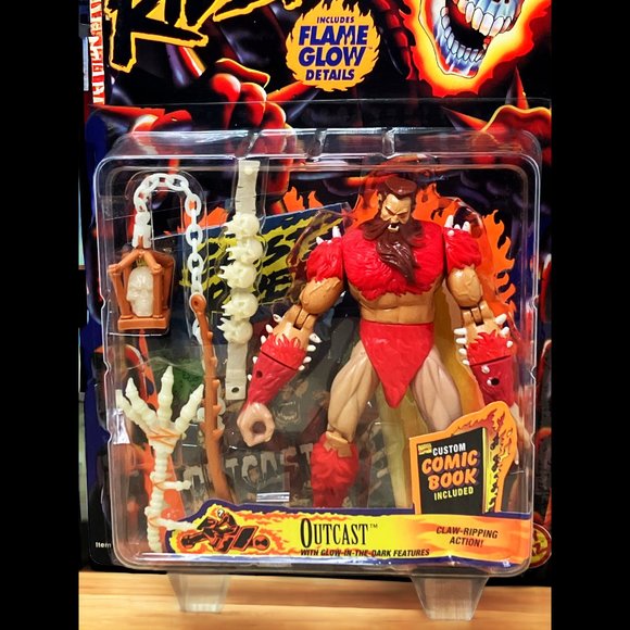 1996 MARVEL COMICS GHOST RIDER-OUTCAST FIGURE By: TOYBIZ w/COMIC BOOK SEALD - Picture 3 of 7